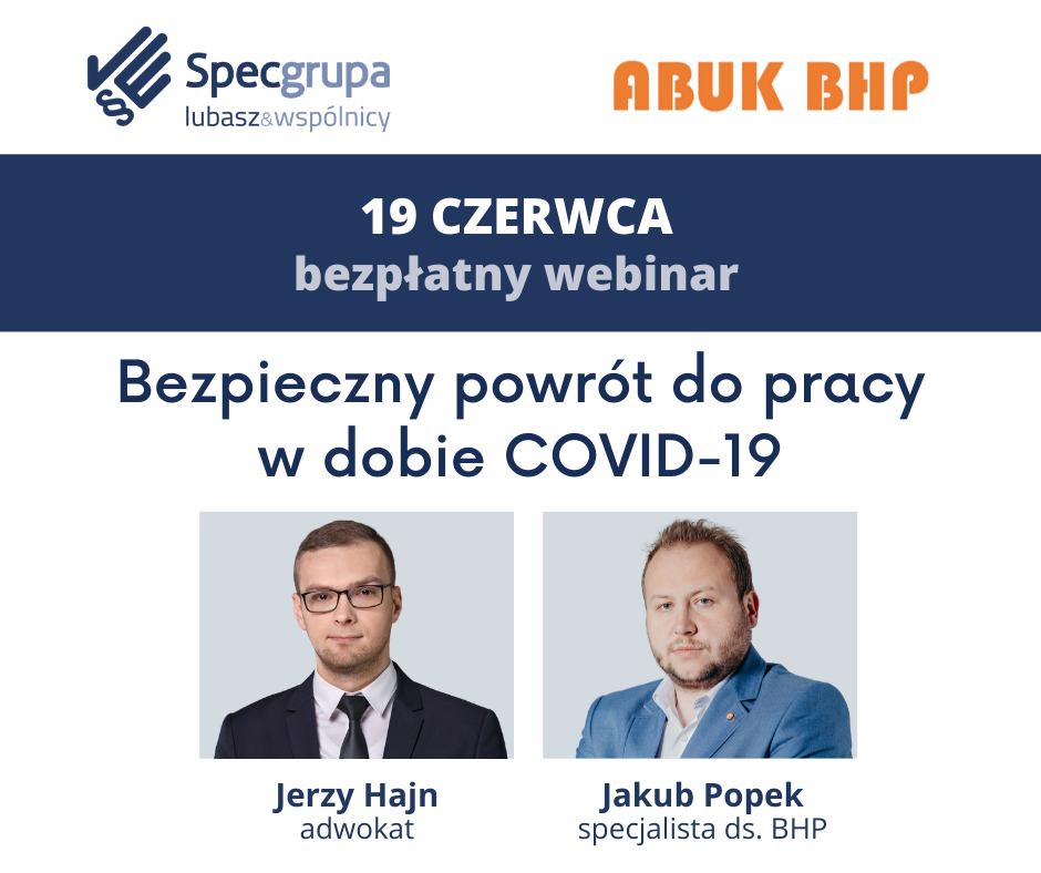 Bezpieczny powrót do pracy w dobie COVID-19. Webinar