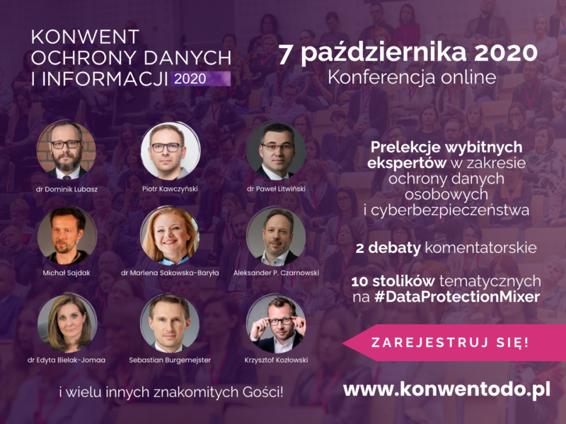 Konwent Ochrony Danych i Informacji po raz pierwszy online – 7 października 2020!