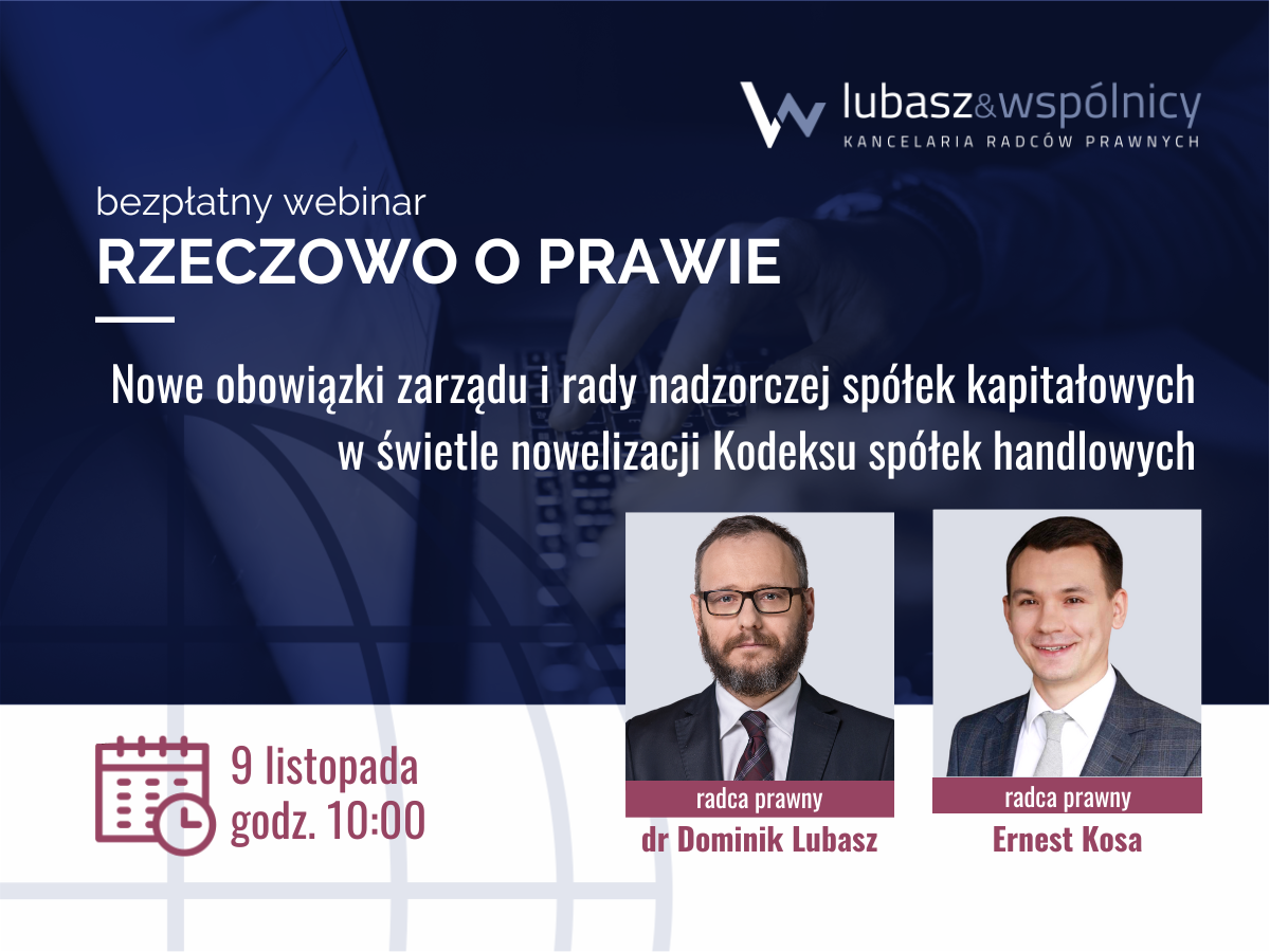 Nowe obowiązki zarządu i rady nadzorczej spółek kapitałowych w świetle nowelizacji Kodeksu spółek handlowych